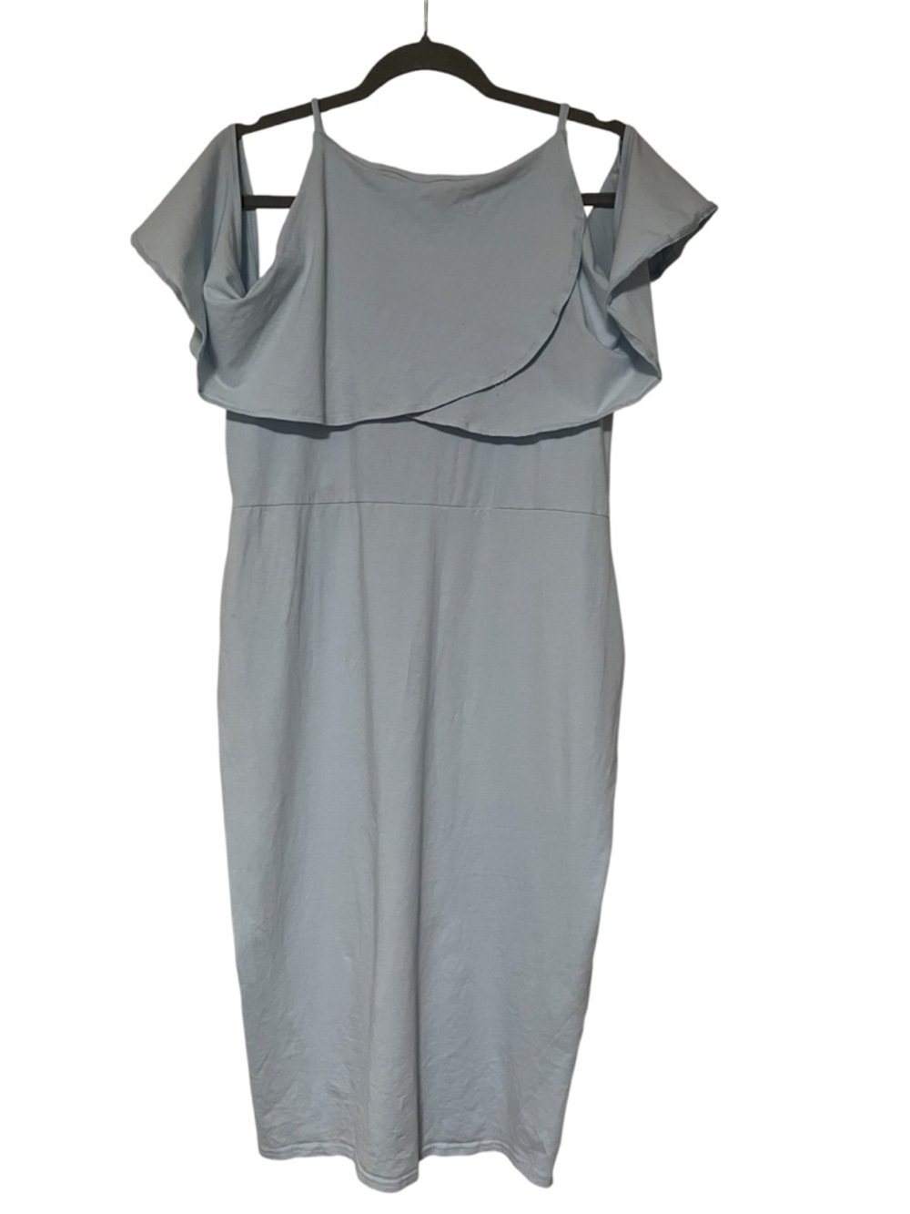 ASOS Light Blue Cold Shoulder Ruffle Midi Dress